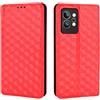 Generico DayQiQiPu Cover per Realme GT2 Pro RMX3301, RMX3300 (6,7 Pollici) Custodia in pelle PU con Motivo a cubi 3D Chiusura Magnetica Caso portafoglio a conchiglia con supporto, Rosso