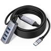 Werkybay Hub USB 3.0 a 4 Porte, 5Gbps Splitter USB (4*Tipo-A) con Cavo Lungo da 10m | con Cavo Estremamente Lungo da 10m, Sdoppiatore Multi USB per PC, Laptop, Tastiera, Mouse,HDD, Chiavetta, Stampante, Console