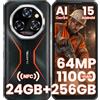 OUKITEL WP55S Smartphone Rugged 2026-11000mAh Telefono Indistruttibile | 24GB+256GB/1TB Display FHD+ 6,6 120Hz Rugged Phone, 64MP+32MP Cellulare Impermeabile, Android 15, NFC Dual SIM/Face ID