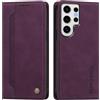 rongki Custodia per Samsung Galaxy S24 Ultra, Cover in Pelle Sintetica Portafoglio con Slot per Carte, Supporto, Chiusura Magnetica, Antiurto Case per Samsung Galaxy S24 Ultra, Viola