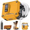 Inesore Dual-Lock Case Compatible with AirPods 5 and AirPods 4 (Yellow) | Phone Stand Design, with Carabiner and Cleaning Pen, Automatic Snap Switch Secure Cover for Travel