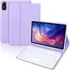 SXNIWBAI Custodia con tastiera per Xiaomi Redmi Pad 2 / Redmi Pad SE 11 | Tastiera per tablet Redmi Pad 2, tastiera Bluetooth rimovibile, spagnolo Ñ, custodia protettiva per penna, viola e bianco