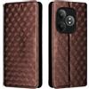 Generico DayQiQiPu Cover per Realme GT 6/6T RMX3911, RMX3921 (6,78 Pollici) Custodia in pelle PU con Motivo a cubi 3D Chiusura Magnetica Caso portafoglio a conchiglia con supporto, Marrone