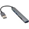 TAZIZI Hub USB con lettore di schede di memoria, USB | 3 porte USB-a e adattatore cavo compatto da 10 cm per installazione da scrivania e accesso quotidiano ai file