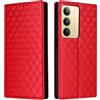 Generico DayQiQiPu Cover per Realme C75 4G RMX3941 (6,72 Pollici) Custodia in pelle PU con Motivo a cubi 3D Chiusura Magnetica Caso portafoglio a conchiglia con supporto, Rosso