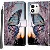 PHINIENLAND Cover per Honor 600 Smart custodia portafoglio Farfalla | 3 scomparti carte, 1 tasca banconote, Chiusura magnetica, Supporto, Pelle PU flip cover per Honor 600 Smart