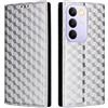 Generico DayQiQiPu Cover per Realme C85 Pro RMX5555 (6,8 Pollici) Custodia in pelle PU con Motivo a cubi 3D Chiusura Magnetica Caso portafoglio a conchiglia con supporto, Argento