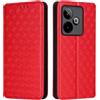 Generico DayQiQiPu Cover per Realme GT 7/7T RMX5061, RMX5085 (6,78 Pollici) Custodia in pelle PU con Motivo a cubi 3D Chiusura Magnetica Caso portafoglio a conchiglia con supporto, Rosso
