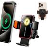 HUAJUN Supporto per cellulare da auto da 15 W, con funzione di ricarica | Supporto per telefono da auto con morsetto automatico, ricarica rapida induttiva, luce RGB, compatibile con tutti gli