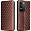 Generico DayQiQiPu Cover per Realme C71/C73 4G RMX5303 (6,67 Pollici) Custodia in pelle PU con Motivo a cubi 3D Chiusura Magnetica Caso portafoglio a conchiglia con supporto, Marrone
