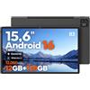 MESWAO Tablet 15,6 pollici con grande display per lavoro, studio e home office | Android 16, Helio G99, 12 GB RAM, 128 GB, Full HD, Widevine L1, 12.000 mAh, Wi-Fi 5, Bluetooth 5.0, ricarica fino a 15 W
