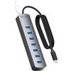 Yottamaster Hub USB 3.0 a 7 porte con cavo da 50 cm per desktop, splitter USB in alluminio da 5V3A, adattatore multiporta da 5 Gbps con porta USB-A per PC, laptop da 5V3A, MacBook