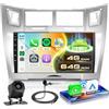 VECHTEL 4G+64G Autoradio Android 15 per Toyota Yaris/Vizi 2005-2011, 9 Pollice HD Schermo Tactile Stereo Auto co GPS Wi-Fi Carplay Android Auto senza Fili USB Bluetooth 5.0 Radio FM RDS Retrocamera