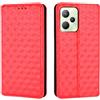 Generico DayQiQiPu Cover per Realme C35 RMX3511 (6,6 Pollici) Custodia in pelle PU con Motivo a cubi 3D Chiusura Magnetica Caso portafoglio a conchiglia con supporto, Rosso