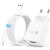 YLK Xiaomi Caricabatterie USB con Cavo per Redmi Note 15/14/13/12/11/10 5G | 15Pro/15Pro+/14Pro+ /14Pro/13Pro/13Pro+/12Pro/11S/11Pro, Adattatore di alimentazione da 18 W
