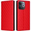 Generico DayQiQiPu Cover per Realme P4 Lite 4G RMX5312 (6,74 Pollici) Custodia in pelle PU con Motivo a cubi 3D Chiusura Magnetica Caso portafoglio a conchiglia con supporto, Rosso