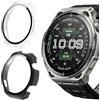 KUSINHOKA Cover per Amazfit Balance 3, [2 Pezzi] Custodia Protezione con Vetro Temperato, Schermo Protettiva Ultra Sottile HD Clear PC Rigida Cover, Nero + Trasparente