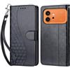 KENHONER Custodia per Honor 600/600 Pro 5G Cover, Nero 3D | Portafoglio in Pelle PU Retro, Antiurto Flip, Slot per Schede, Funzione Stand, Chiusura Magnetica