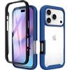 ESHUYI Cover 360° per iPhone 18 Pro/iPhone 17 Pro | Custodia Antiurto con Protezione dello Schermo, Rugged Doppia Bumper Trasparente Case Integrale Cover, Blu Scuro