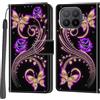Salanheo Cover per Xiaomi 17T Pro, Farfalla dorata | Portacarte, Chiusura Magnetica, Flip Case, Antiurto Custodia, Funzione Stand