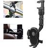 HiYi, supporto per telefono da auto, girevole a 360 gradi, per specchietto retrovisore, navigatore GPS, supporto multifunzione per tutti i telefoni cellulari e tutte le auto (nero)