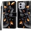 Salanheo Cover per Honor 600 Lite / 500 Smart, foglie e fiori | Portacarte, Chiusura Magnetica, Flip Case, Antiurto Custodia, Funzione Stand