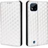 Generico DayQiQiPu Cover per Realme C11 (2021) RMX3231 (6,52 Pollici) Custodia in pelle PU con Motivo a cubi 3D Chiusura Magnetica Caso portafoglio a conchiglia con supporto, Argento