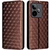 Generico DayQiQiPu Cover per Realme GT 7/7T RMX5061, RMX5085 (6,78 Pollici) Custodia in pelle PU con Motivo a cubi 3D Chiusura Magnetica Caso portafoglio a conchiglia con supporto, Marrone