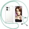 ISOI Cover con Cordino per Honor 600 Smart, Custodia Trasparente con Collana Tracolla Laccio Collo Ultra Sottile Morbido TPU Silicone Antiurto AntiGraffio Case， Verde