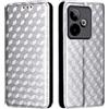 Generico DayQiQiPu Cover per Realme GT 7/7T RMX5061, RMX5085 (6,78 Pollici) Custodia in pelle PU con Motivo a cubi 3D Chiusura Magnetica Caso portafoglio a conchiglia con supporto, Argento