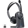 Nuroum HP31D 2026 Cuffie con Microfono Bluetooth per PC, Cuffie Wireless ENC a Cancellazione di Rumore, Stazione di Ricarica,Dongle/USB-A&C/Bluetooth 5.4,45H Lavoro per Lavoro/Chiamate/Telefoniche