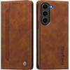 rongki Custodia per Samsung Galaxy S23 Plus, Cover in Pelle Sintetica Portafoglio con Slot per Carte, Supporto, Chiusura Magnetica, Antiurto Case per Samsung S23 Plus, Marrone