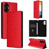 BELLA BEAR Custodia per Telefono TCL K70 NxtPaper 5G-Rosso | Portafoglio con Magnetico, Funzione Kickstand, Cassa Flip del Telefono Cellulare, Protettivo a Prova di Urti