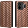 Generico DayQiQiPu Cover per Realme GT3 RMX3709 (6,74 Pollici) Custodia in pelle PU con Motivo a cubi 3D Chiusura Magnetica Caso portafoglio a conchiglia con supporto, Marrone