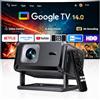 TOPTRO Proiettore 4K【Google TV 14】Proiettores Auto Focus e 6D Keystone Projector a Focale Corta Proiettore Portatile WiFi Bluetooth Proiettori Rotabile Videoproiettore Home Cinema per Casa e Esterno/HDMI/USB