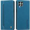 rongki Custodia per Samsung Galaxy M33, Cover in Pelle Sintetica Portafoglio con Slot per Carte, Supporto, Chiusura Magnetica, Antiurto Case per Samsung Galaxy M33, Azzurro