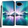 PHINIENLAND Cover per Google Pixel 10A custodia portafoglio Aurora | 3 scomparti carte, 1 tasca banconote, Chiusura magnetica, Supporto, Pelle PU flip cover per Pixel 10A