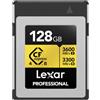 Lexar Scheda di memoria professionale CFexpress 4.0 tipo B da 128 GB Gold | PCIe 4.0 con 3600 MB/s in lettura e 3300 MB/s in scrittura per videografia, fotografia e flusso di lavoro