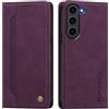 rongki Custodia per Samsung Galaxy S23 Plus, Cover in Pelle Sintetica Portafoglio con Slot per Carte, Supporto, Chiusura Magnetica, Antiurto Case per Samsung S23 Plus, Viola