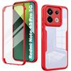 XCYYOO Cover Compatibile con Xiaomi Redmi Note 13 Pro 5G Antiurto Transparent Custodia TPU Anteriore e PC Indietro Protezione Schermo Integrata Doppia Faccia Cover Rugged 360° Protettiva Silicone Case, Rosso