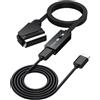 PROZOR Convertitore da SCART a HDMI 1080P con Cavi Integrati | Convertitore video SCART con uscita HDMI 1080P, switch 4:3/16:9, cavi integrati e alimentazione USB 5V