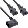 InLine Cavo di rete a Y per dispositivi freddi, da IEC-C14 a 2 x IEC-C13 | Versione nera, passacavi salvaspazio per situazioni di montaggio compatte
