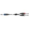 QUIK LOK -SX/4-2,5K Cavo Jack Stereo 6,3 mm a 2 Jack Mono 6,3 mm Serie STRIX, Lunghezza 2,5 m, Colore Nero