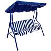 Aktive 61112 - Altalena da giardino a 3 posti Blu-Bianco | Tendalino basculante, seduta e schienale imbottiti | Sedia a dondolo da giardino antiscivolo per esterni | Misure 170x110x153