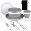 Vicloon Set da Campeggio Pieghevole 6 in 1, Set di Stoviglie da Campeggio, Contiene Coltello, Cucchiaio, Forchetta Acciaio Inox, Tazza, Perfetto per Viaggi, Trekking, Picnic e Campeggio
