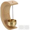 PATIKIL 1 Set Campanello per Negozianti, Campanello da Appendere in Legno per Porte Autoadesivo Campanelli Jingle da Appendere per Apertura Porte Negozio Entrata Frigorifero Auto, Beige,