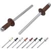 SKIR'CO 100 rivetti ciechi verniciati, 3,2 x 8 mm, in alluminio, DIN 7337, con testa a cupola, mandrino in acciaio, rivetti pop (marrone seppia RAL 8014)