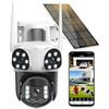 Calue 4K - Telecamera di sorveglianza WiFi esterna senza fili, a triplo obiettivo, fotocamera solare/batteria, monitoraggio automatico, 360° PTZ sicurezza domestica, visione vocturna, audio bidirezionale