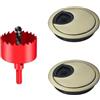 DuDuZui 2Pz Passacavi Scrivania 60mm, Bronzo Passacavo, Con 1 Sega a Tazza | per Scrivania Passacavo per Scrivania Copri Foro per Cavi da Scrivania,Durabile,Tenere il cavo Ordinato,Facile da Installare