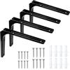 YINKUOSSAA 4 Pz Staffe per Mensole Pesanti, Nero, 143 x 192 mm | Supporti Reggimensola Carichi Pesanti, Staffe a L da Parete Galleggianti a 90 Gradi in Metallo per soggiorno camera da letto